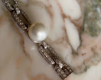 Platinum & Diamond South Sea Pearl Bracelet ~$6995