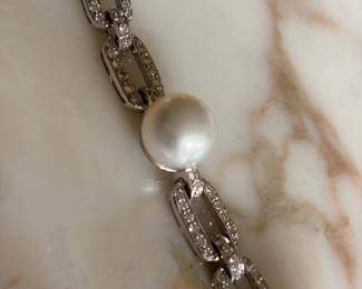 Platinum & Diamond South Sea Pearl Bracelet ~$6995