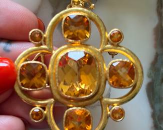 Faceted Citrine Brooch Pendant with fold down bale $6500