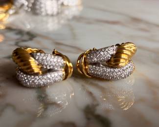 Vintage David Yurman 18kt Gold & Diamond Clip Earrings~$3995