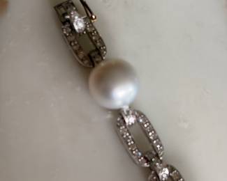 Platinum & Diamond South Sea Pearl Bracelet ~$6995