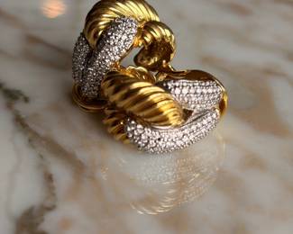 Vintage David Yurman 18kt Gold & Diamond Clip Earrings~$3995