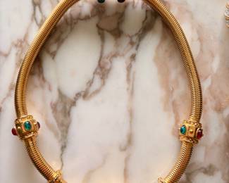 Vintage Costume Tubogas Cabachon Snap Necklace~$295