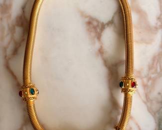 Vintage Costume Tubogas Cabachon Snap Necklace~$295