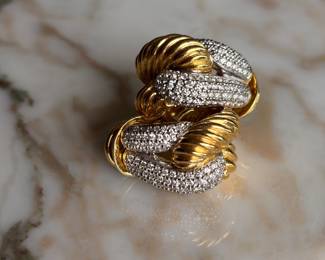 Vintage David Yurman 18kt Gold & Diamond Clip Earrings~$3995