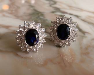 Blue & White Zircon Lever Back Earrings ~$195