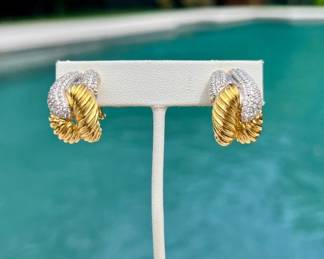 Vintage David Yurman 18kt Gold & Diamond Clip Earrings~$3995