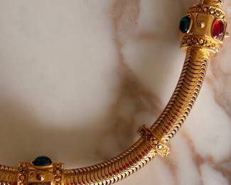 Vintage Costume Tubogas Cabachon Snap Necklace~$295