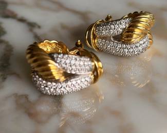 Vintage David Yurman 18kt Gold & Diamond Clip Earrings~$3995
