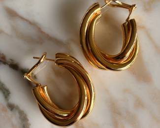 Remas 18kt Yellow Gold Twisted Hoop Earrings $1695