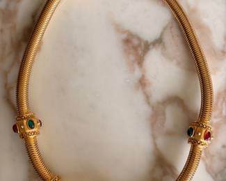 Vintage Costume Tubogas Cabachon Snap Necklace~$295