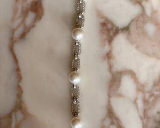 Platinum & Diamond South Sea Pearl Bracelet ~$6995