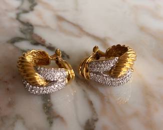 Vintage David Yurman 18kt Gold & Diamond Clip Earrings~$3995