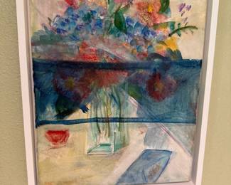 Framed Impressionist Floral Still Life Oil Painting by Martha Williams