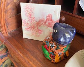 Mexican Talavera Pottery Cat Figurine