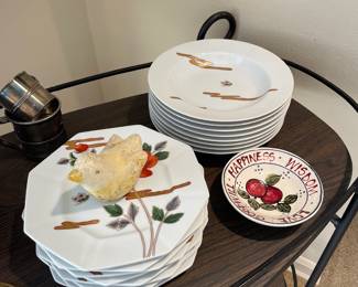 Fitz and Floyd "Fleur Et Nuages" Octagonal Plates & Bowls