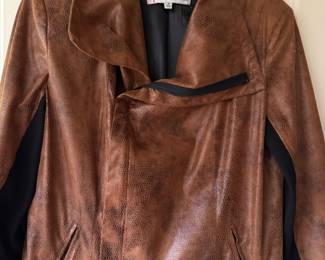 G by Giuliana Rancic Faux Brown Leather Jacket – Size Medium