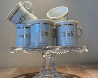 Tom & Jerry White and Gold Porcelain Mugs