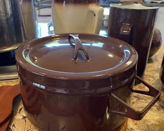 1950s Dansk Style Brown Enameled Dutch Oven