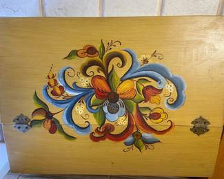 Norwegian Rosemaling Wooden Trinket Box