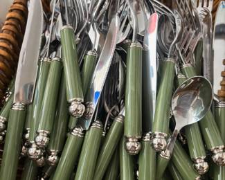 Sage Green Handled Flatware Set