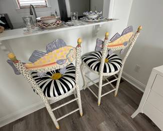 Pair of Mackenzie Childs fish stools 