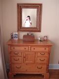 PINE CHEST OF DRAWERS - WALL MIRROR (NOT A PAINTING - WITH PICTURE TAKER'S IMAGE!!!)