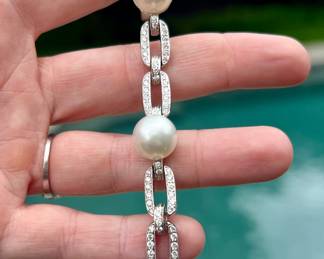 Platinum & Diamond South Sea Pearl Bracelet~$6995
