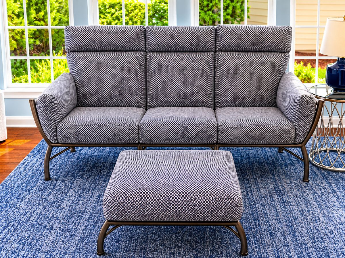 Sofa, Ottoman and 2 Chair Set by the Luxury Brand, 'Summer Classics'. This set is part of the Majorca Collection and comes with the unopened /complete replacement set of cushions for the Sofa. Price set at $1200 obo
