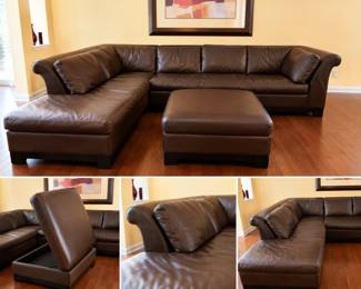 PU Leather Sectional with Storage Ottoman $425 obo