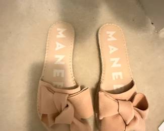 Manebi Espadrille Slides with Bow Detail