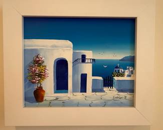 Greek Island Scene Painting by S. Alexiou