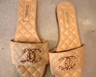Chanel Quilted CC Logo Slide Sandals