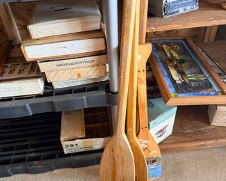 Wooden paddles and wall decor