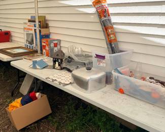Household bins, frames, and small finds