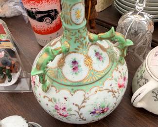 Hand-painted floral porcelain teapot