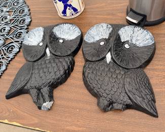 Black owl wall decor set