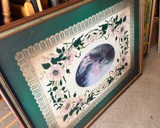 Framed floral lace wall art