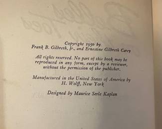 Belles on Their Toes by Frank B. Gilbreth Jr. & Ernestine Gilbreth Carey 1950 Hardcover with Dust Jacket, $15