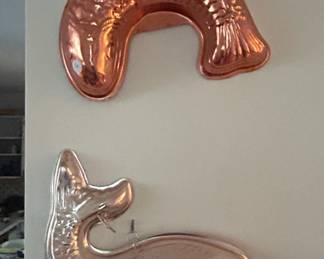 Vintage Copper Fish Molds Set of 