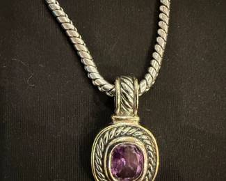 David Yurman Sterling Silver  Amethyst Albion Enhancer Pendant Necklace second image