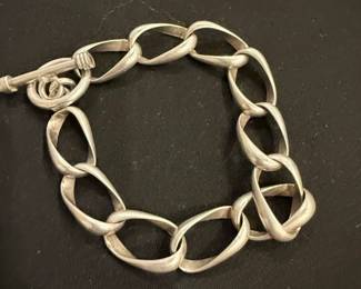 Sterling Silver Oval Link Toggle Bracelet second image
