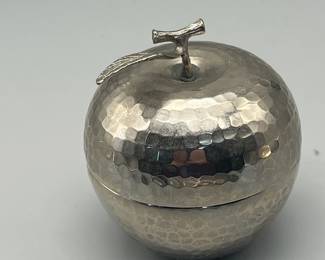 Hammered steel apple trinket box