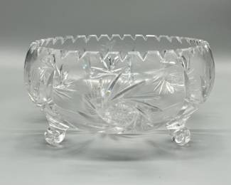 Bohemian Czech pinwheel salt tooth crystal bowl 