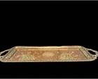 Vtg Etched enamel on brass peacock serving tray