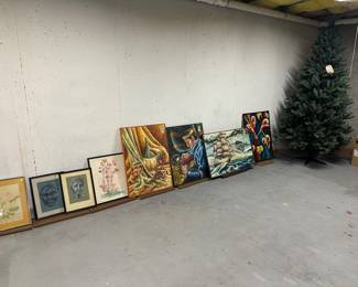 Artwork and Christmas tree