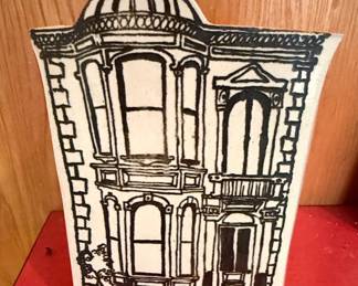 Jon Carlos Lopez Designs for Bennington Pottery Victorian House Vase