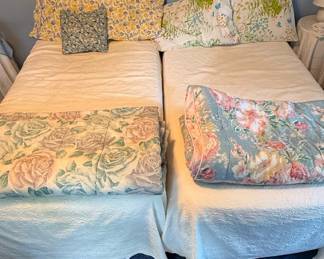 Twin Beds with Floral Bedding