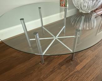 Mid-Century Modern Style Glass and Chrome Coffee Table
