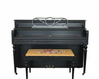 Wurlitzer Spinet Piano with Needlepoint Bench